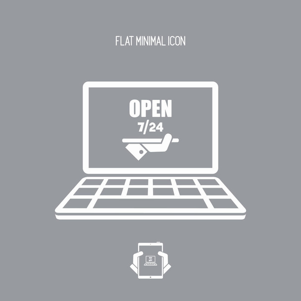 Online services open 7 / 24 - Vector flat icon
 - Вектор,изображение