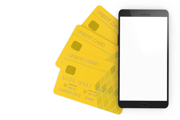 mobile phone with credit card - Фото, изображение