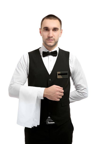 Young handsome waiter  - Фото, изображение