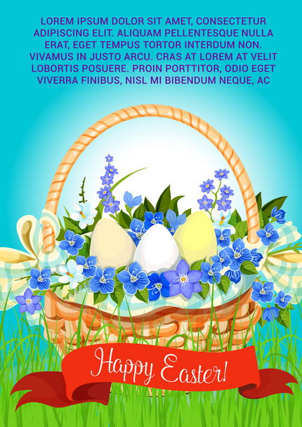Feliz Pascua huevos cesta vector saludo cartel
 - Vector, Imagen