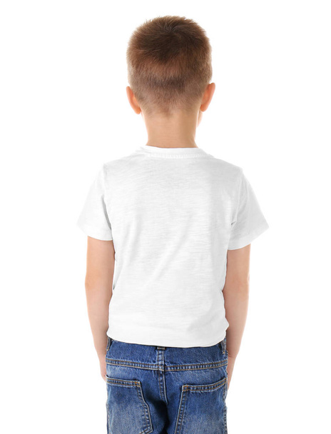 boy in blank T-shirt  - 写真・画像