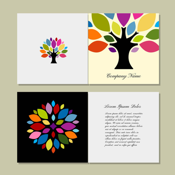 Greeting card design with art tree - Вектор,изображение