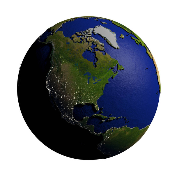 Северная Америка на Земле изолированы на белом
 - Фото, изображение