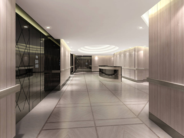 3D απεικόνιση του ξενοδοχείου διαδρόμου - Φωτογραφία, εικόνα