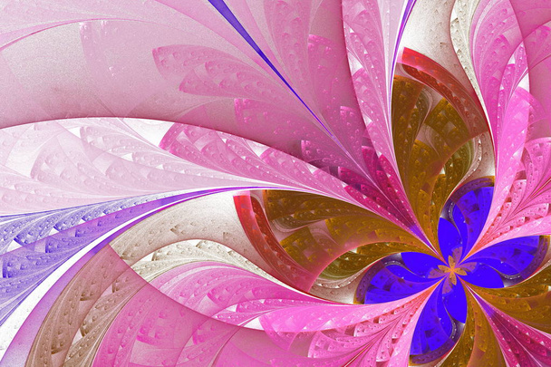 Bela flor fractal em azul e rosa. Gr gerado por computador
 - Foto, Imagem