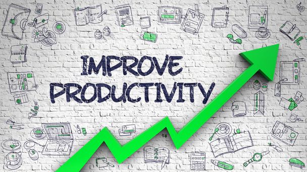 Improve Productivity Drawn on White Brickwall. - Photo, Image