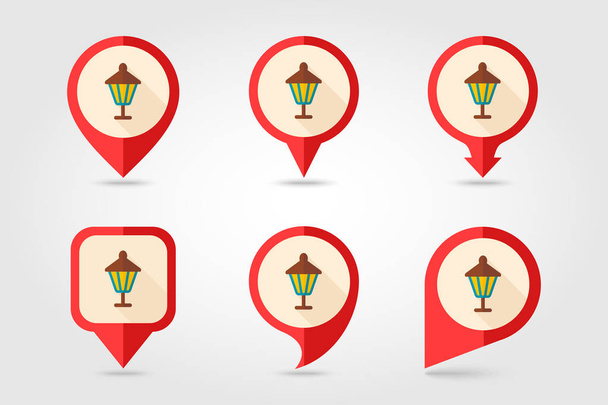 Lanterne de jardin plat vecteur broche carte icône
 - Vecteur, image