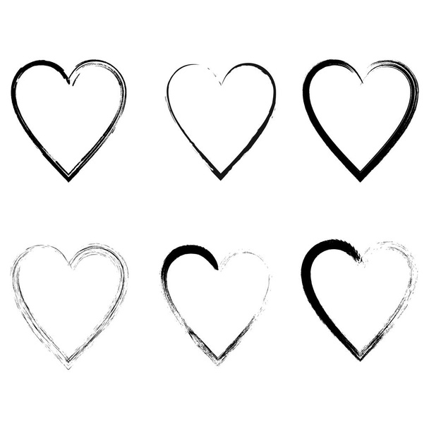 Vector hearts silhouettes. Heart shape design for love symbols - Vector, Image