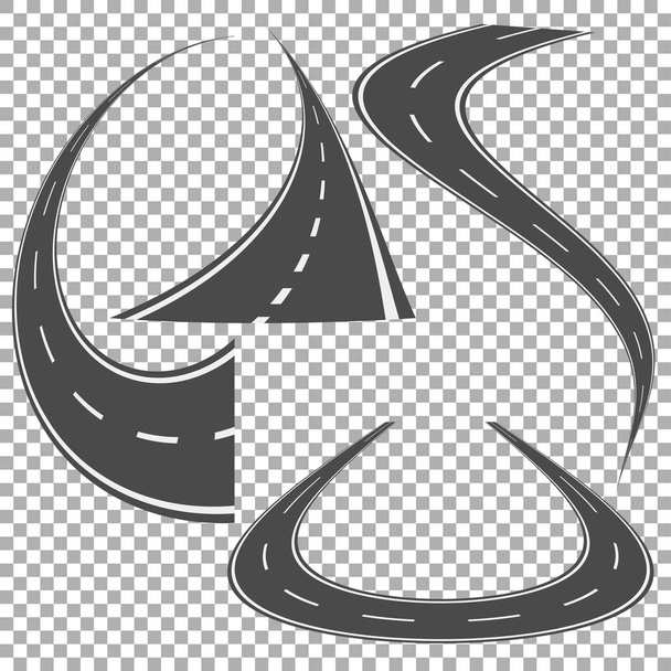 Winding curved road or highway with markings. Vector illustration - Vector, Image