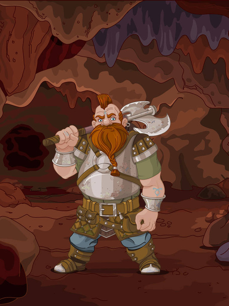 Fantasy style Dwarf with axe - Vetor, Imagem