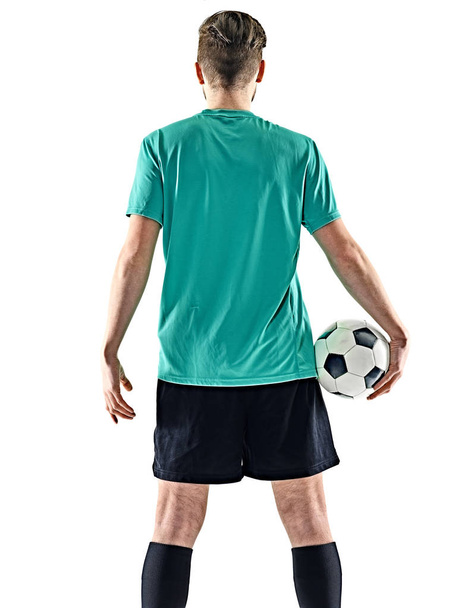 one soccer player man standing isolated white background - Φωτογραφία, εικόνα