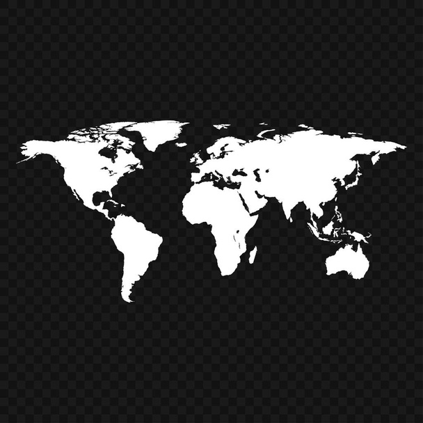 Kaart van de wereld geïsoleerd op zwarte achtergrond, vector - Vector, afbeelding