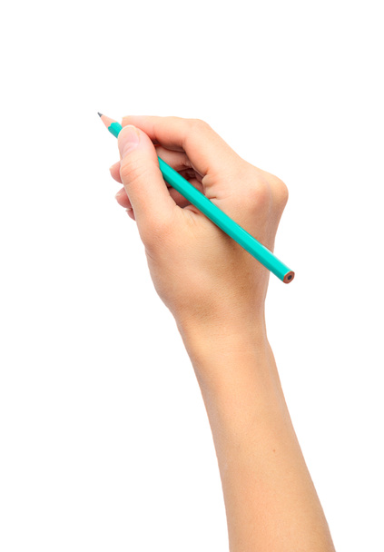 Main de femme tenant un crayon
 - Photo, image