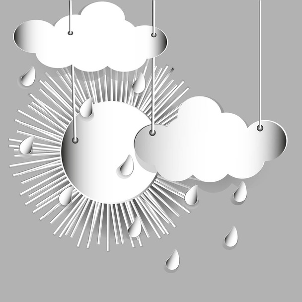 Zon, wolken en regen - Vector, afbeelding