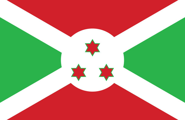 Mooie tekening van verbazingwekkende horizontale vlag van Burundi. - Vector, afbeelding