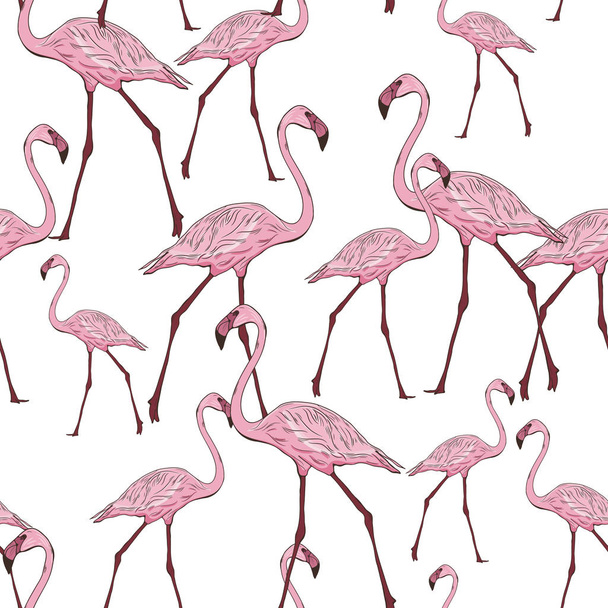 seamless pattern with flamingos - Вектор,изображение