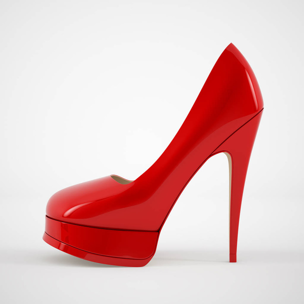 Κόκκινα ψηλοτάκουνα παπούτσια γυναικεία εικόνα 3d υψηλής ποιότητας απόδοση. - Φωτογραφία, εικόνα