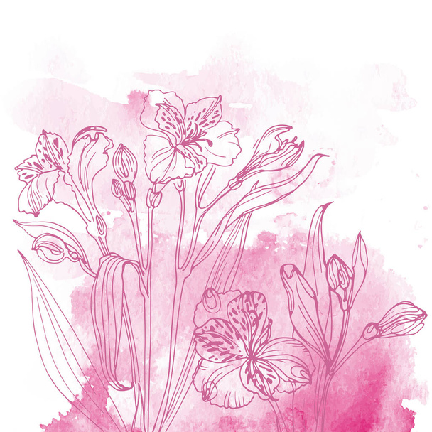 beautiful hand-drawn flowers - Vektör, Görsel