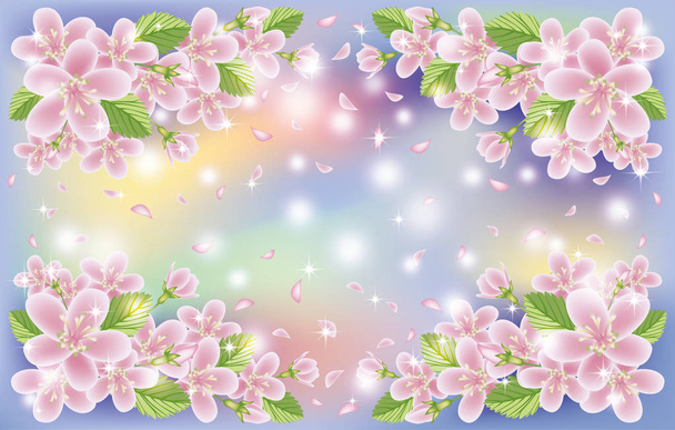 Spring floral sakura background, vector illustration - Διάνυσμα, εικόνα