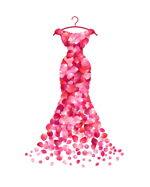 Dress of pink rose petals. Vector icon - Vector, Image