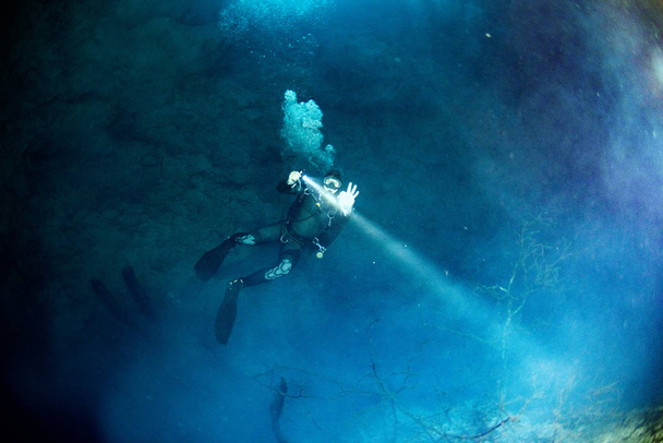 cenotes cave diving in the pit - Photo, Image