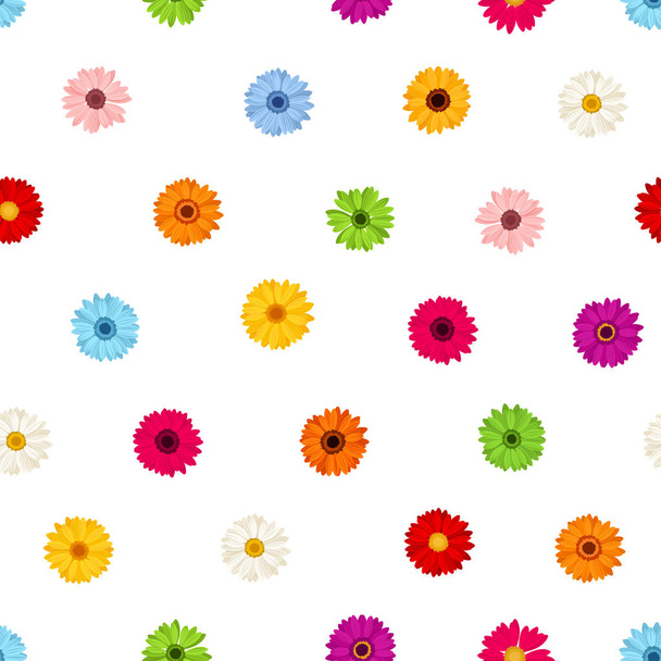 Seamless pattern with colorful gerbera flowers. Vector illustration. - Wektor, obraz