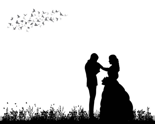 silhouette de mariage
 - Vecteur, image