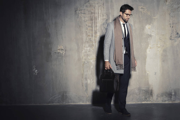 Handsome businessman holding briefcase  - Fotó, kép