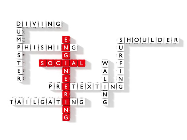 Social engineering crossword puzzle cybersecurity concept flat d - Photo, Image