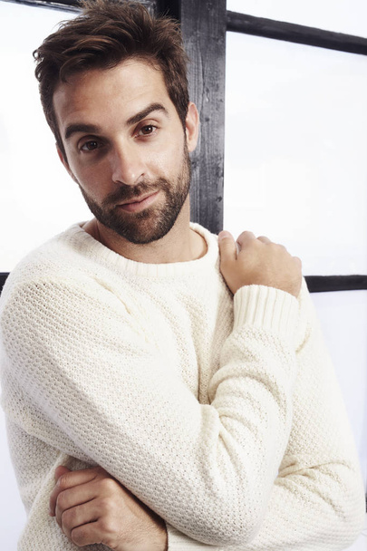 Bearded man in white sweater  - Photo, Image
