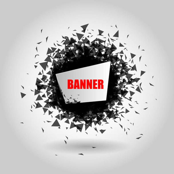 White origami banner. Abstract burst bokeh decoration. Isolated on gray background. Vector illustration. - Vector, Image