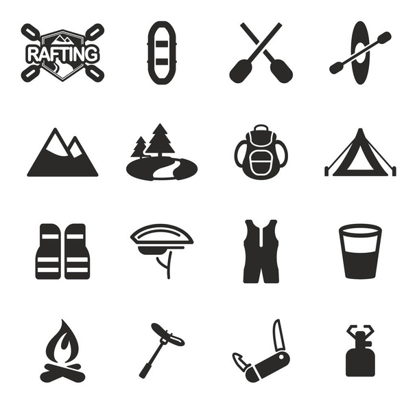 Ícones de Rafting preto & branco
 - Vetor, Imagem