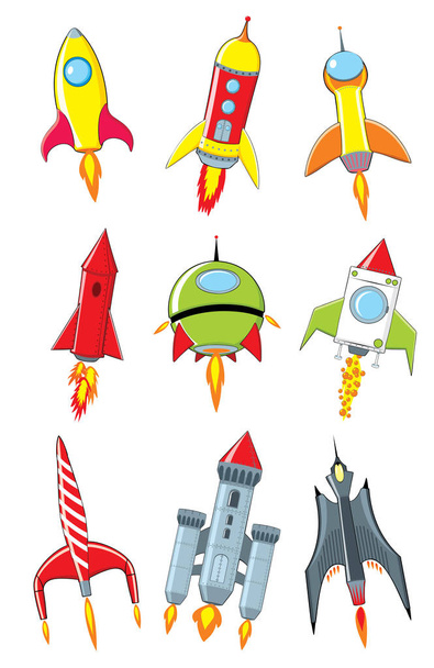 Conjunto de desenhos animados Rocket
 - Vetor, Imagem