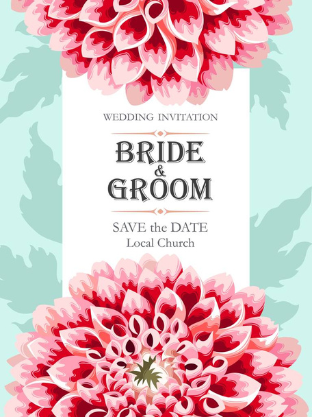 花と結婚式の招待状 - ベクター画像