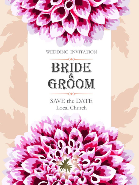 Bruiloft uitnodiging met bloemen - Vector, afbeelding
