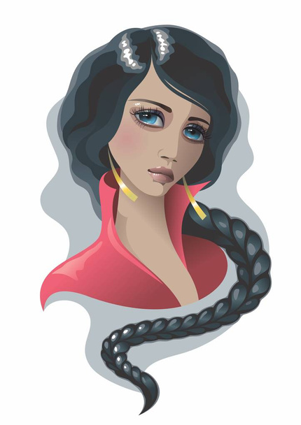 Woman with black hair - Vector, Image
