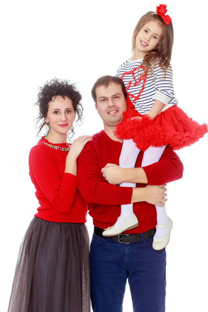 Happy parents and young daughter. - Zdjęcie, obraz