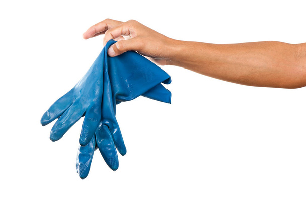μπλε καουτσούκ γάντι - Φωτογραφία, εικόνα