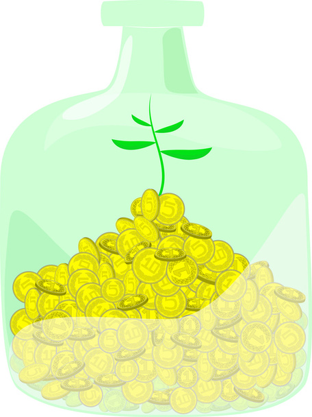 Rahapankki vihreällä versolla
 - Vektori, kuva