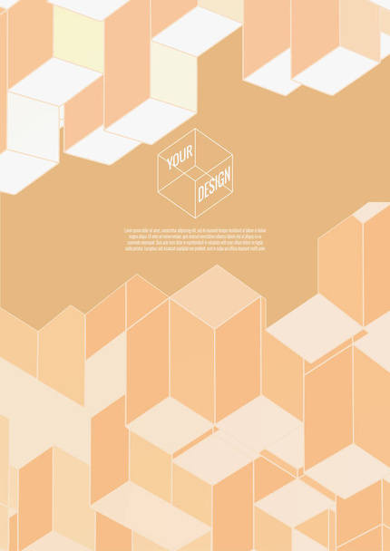 Abstract isometric graphic on monochrome BG - Vector, Image