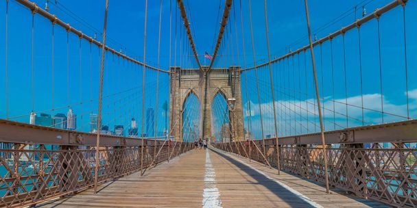 Πανοραμική άποψη της γέφυρα του Μπρούκλιν στη Νέα Υόρκη Νέα Υόρκη - Φωτογραφία, εικόνα