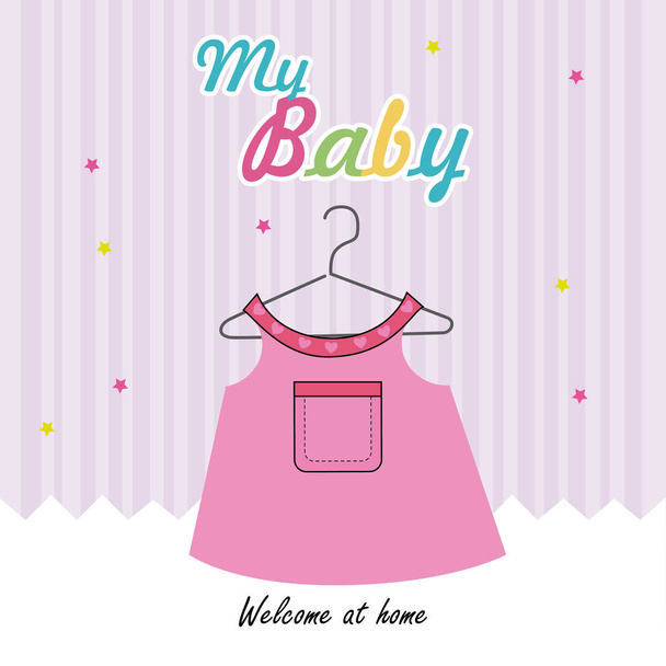 σχέδιο της μωρό ντους πάνω από το ροζ φόντο εικόνα διάνυσμα - Διάνυσμα, εικόνα