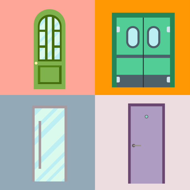 Doors isolated vector illustration entrance doorway home house interior exit design architecture entry set enter object front wooden handle close - ベクター画像