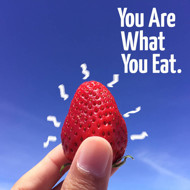 "you are what you eat" quote on blurred sky background - Photo, Image