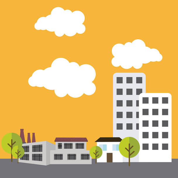 Stadtdesign über gelbem Hintergrund Vektor Illustration - Vektor, Bild