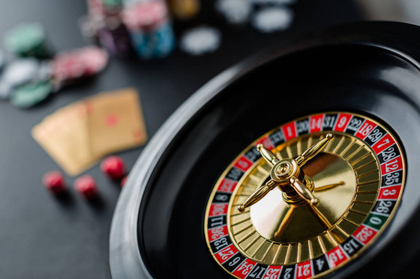 Roulette wheel gambling in a casino table. - Zdjęcie, obraz