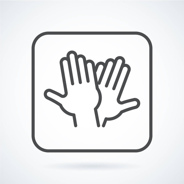Black flat icon gesture hand of human high five, greeting - Vektor, obrázek