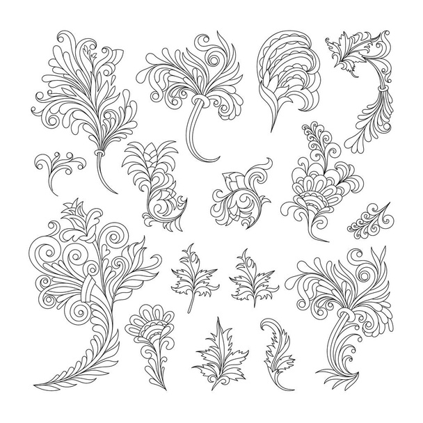 Vector set of swirl vintage ornaments for design - Вектор,изображение
