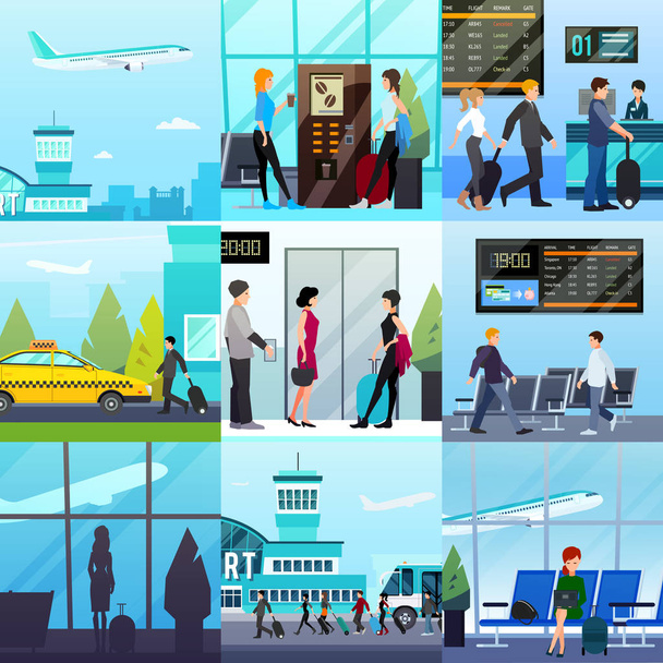 Набор экспресс-композиций аэропорта
 - Вектор,изображение