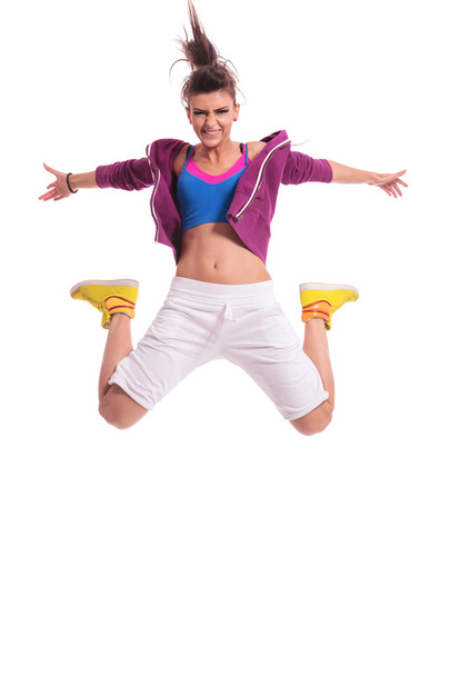 Жінка танцюрист, стрибки
 - Фото, зображення